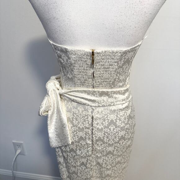 V. Chapman June Corset Jacquard Front-Slit Strapless Gown In Ivory Size 4 New - Picture 11 of 14